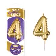 Produktbild für Backdecor Wachskerze gold in Ballon Form mit der Nr. 4 für festliche Tortendekorationen