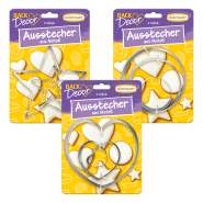 Produktbild für BackDecor Ausstecher Set mit Herz, Stern und Kreis in je 3 verschiedene Größen