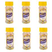 Produktbild für BackDecor 6 Stück Streudekor, Pastel Mix, 60 gr Dose in den Farben Grün, Gelb, Rosa, Lila, Blau, Silber