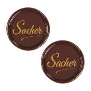 Produktbild für Günthart 160 Stück Spezialitäten-Dekor Sacher dunkle Schokolade mit Goldschrift