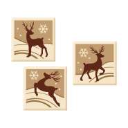 Produktbild für Günthart 128 Stück Quadrate Hirsch weiße Schokolade sortiert weiß braun gold Material Schokolade für Tortendekoration und Weihnachtsdesserts