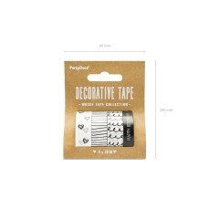 500 4A Washi Tapes Schwarz Weiss Herzen partydeco Geburtstag