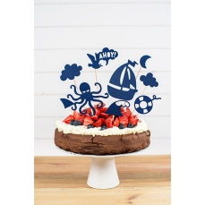 509 1 A Cake Topper Set Ahoi Ahoy Maritim partydeco Cake Topper