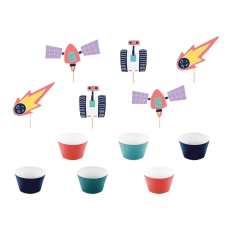 513 3 Cupcake Wrapper Set Weltall Einstecker partydeco Partydeco.pl