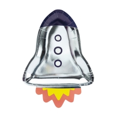 513 4 Pappteller Rakete Silber Partygeschirr partydeco Party Geschirr