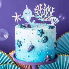529 7 A Cake Topper Set Narwal partydeco Backwelt Sonne | Meer