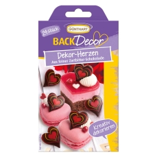 01120artikel Bild Günthart Valentinstag & Liebe BackDecor 24 Dekor Herzen, aus Zartbitterschokolade