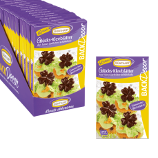01174glueckskleeblaetterschokolade Günthart Frühling / Sommer BackDecor 60 Glücks Kleeblätter aus Schokolade, VKE mit 12 Stück
