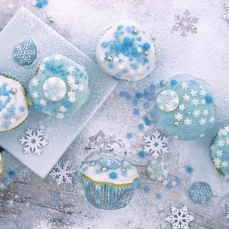 120 49 Schneeflocken Schnee Knoepfe Culpitt Culpitt Culpitt 12 Schneeflocken blau und weiß aus Zucker