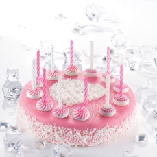 Orakmjmtmmr Günthart Geburtstagskerzen BackDecor Wachskerzen rosa-weiß mit Zuckerkerzenhalter - langsam abbrennend
