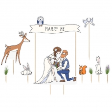 517 15 A Cake Topper Marry Me partydeco Einstecker Cake Topper - Marry Me / Heirate mich
