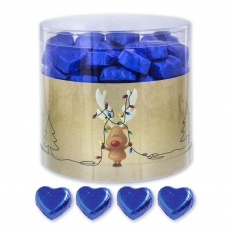 Günthart 150 blaue Herzen aus Schokolade | mit roter Nase