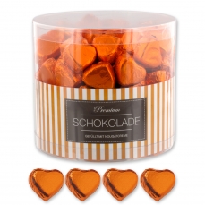 Günthart 150 orange Herzen aus Schokolade | Streifen