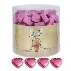 Günthart 150  rosa Herzen aus Schokolade | Rentier mit roter Nase