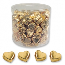 Goldene Pralinen Günthart Taufe Günthart 150 goldene Herzen aus Schokolade