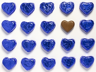 Blaue Pralinenherzen