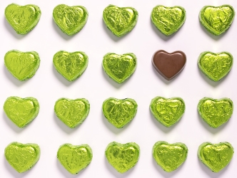 Grüne Pralinenherzen