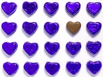 Lila Pralinenherzen