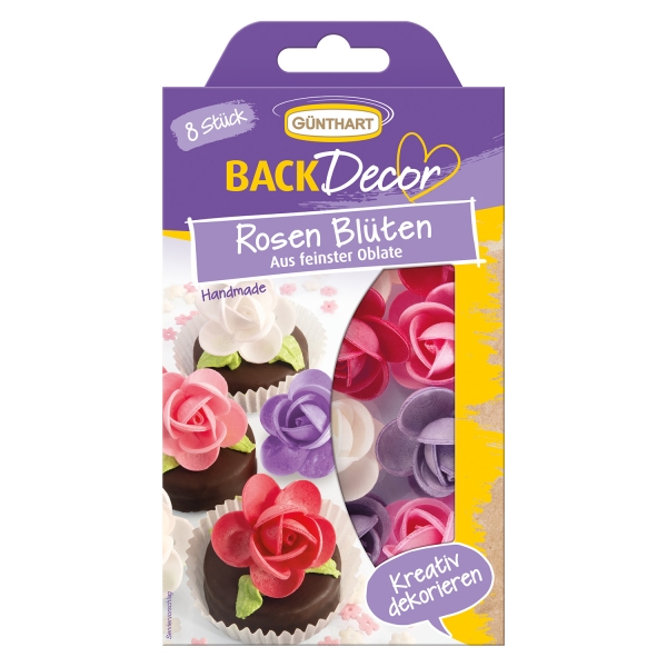 1546 Rosen Blueten Günthart BackDecor BackDecor 8 Rosen Blüten aus Oblate