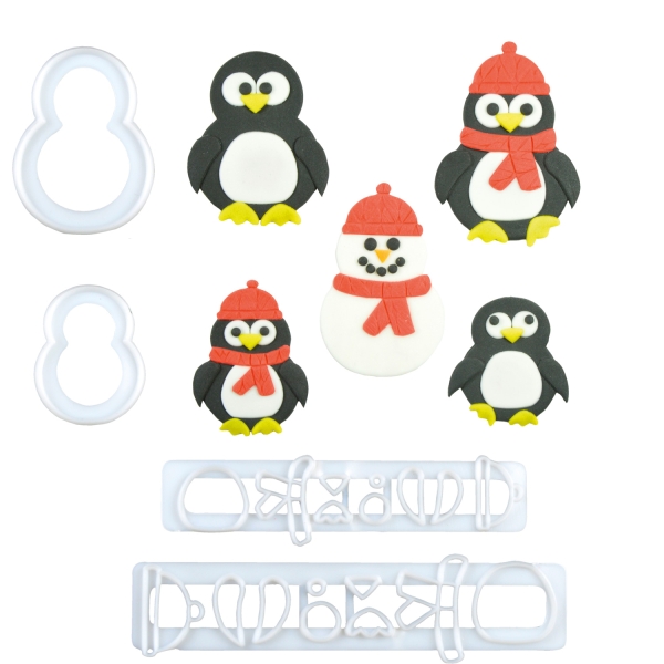 241 10 A Fmm Pinguin Familie Ausstecher Set FMM Sugarcraft Prägewerkzeuge / Veiner