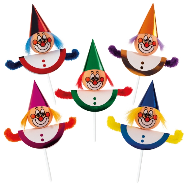 5 Chenille Figuren Clowns, sortiert