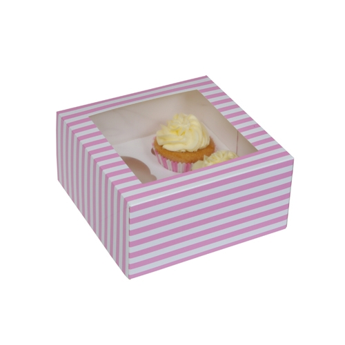 4 Cupcake Box Pink Weiss Streifen 789 2 House of Marie Backwelt Prinzessin