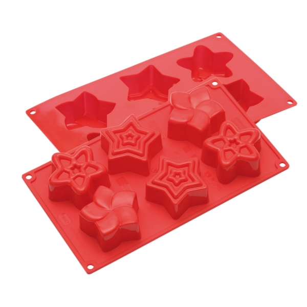 410 Muffinform Sterne B Silikon Pavoni Italia Backformen Silikon Backform Weihnachtssterne