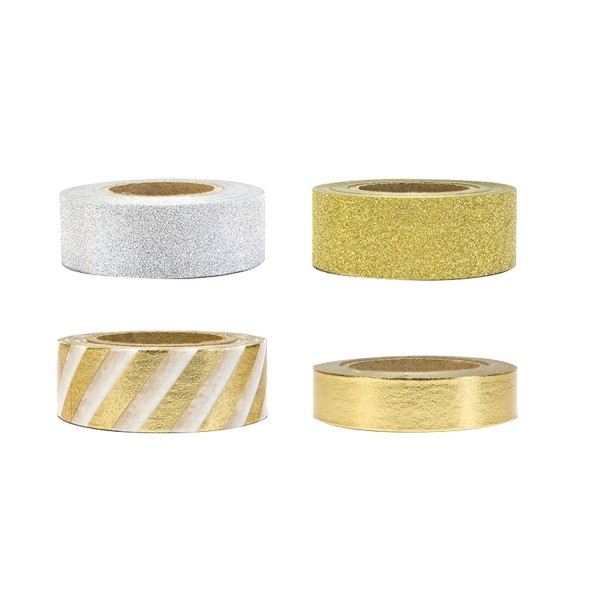 500 2A Washi Tapes Gold Silber Glitzer partydeco Washi Tapes Washi Tape Set, Gold und Silber