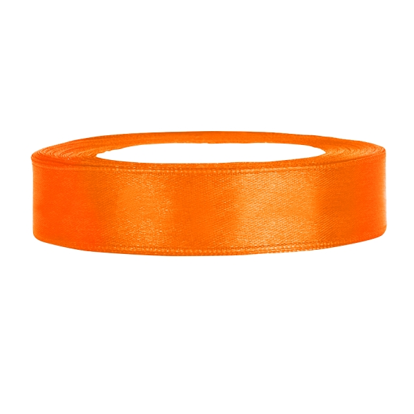 Satinband orange B:12mm, L:25 m