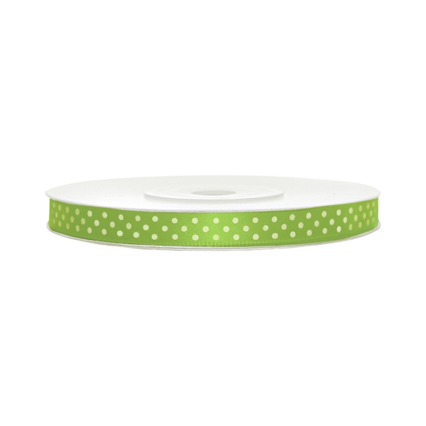 502 1014 Satinband Gruen Polkadot 6mm Breit partydeco Partydeco.pl