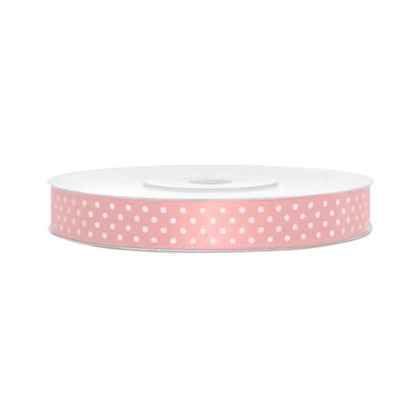 502 9satinbandgepunktetrosa partydeco Backwelt Prinzessin Band-Satinband-Geschenkband-Schleifenband-Dekoband-Rosa-gepunktet