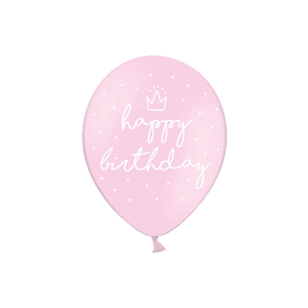506 4 partydeco Partydeco.pl 6 Luftballons rosa, Happy Birthday 30cm