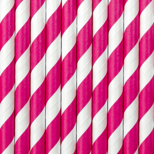 10 Strohhalme, pink / weiß