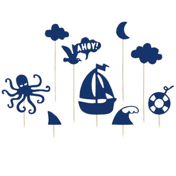 509 1 A Cake Topper Set Ahoi Ahoy Maritim partydeco Cake Topper