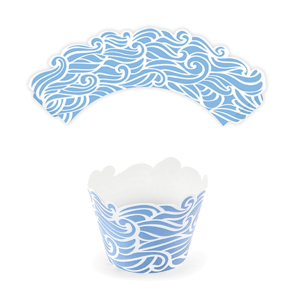 509 3 Cupcake Wrapper Maritim Welle Ahoi partydeco Partydeco.pl