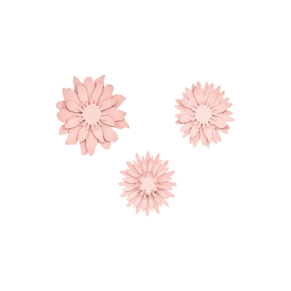 3 DIY Blumen aus festem Papier, rosa