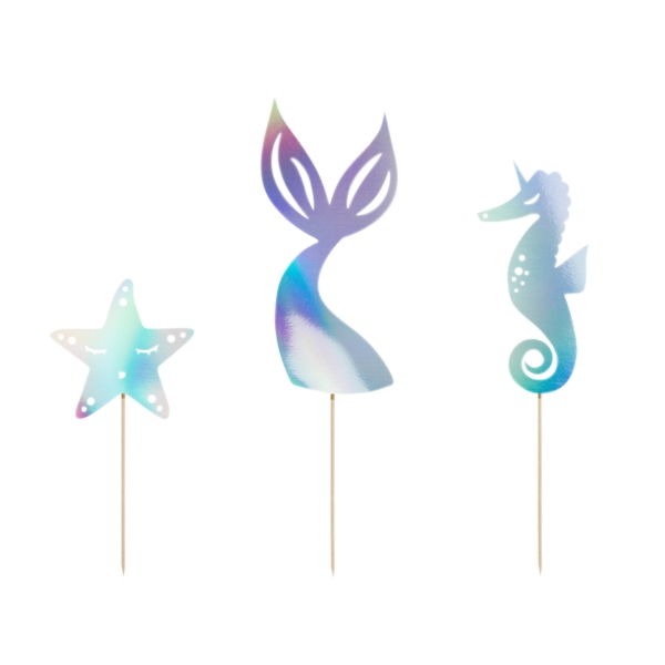 529 6 A Cake Topper Meerjungfrau Irisierend partydeco Partydeco.pl 1 Cake Topper Set Meerjungfrau