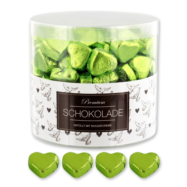 7047 4 109 Günthart Grüne Pralinenherzen Günthart 150 grüne  Herzen aus Schokolade | Tauben