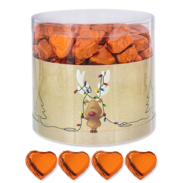 Günthart 150 orange Herzen aus Schokolade | Rentier mit roter Nase