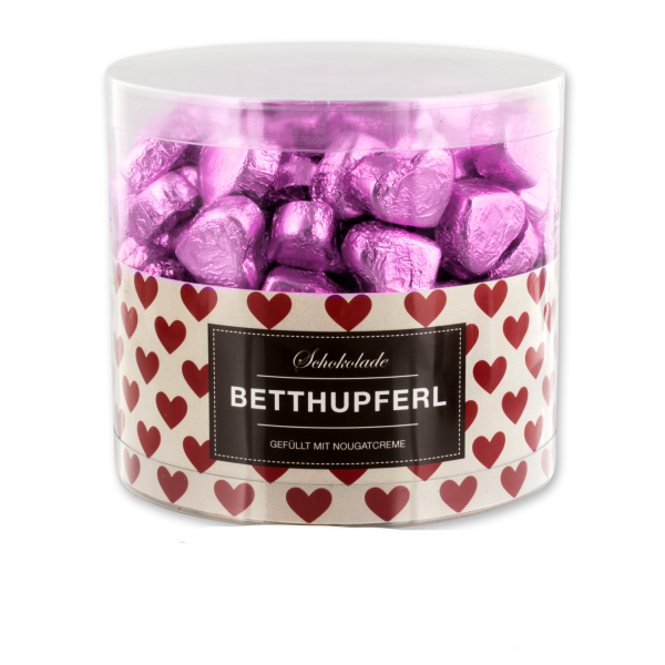 Günthart 150  rosa Herzen aus Schokolade | Betthupferl rot