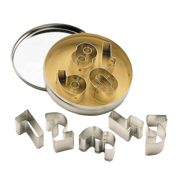 863 2 A KitchenCraft KitchenCraft Kitchencraft 9 Ziffern / Zahlen Keksausstecher mit Metall-Vorratsdose