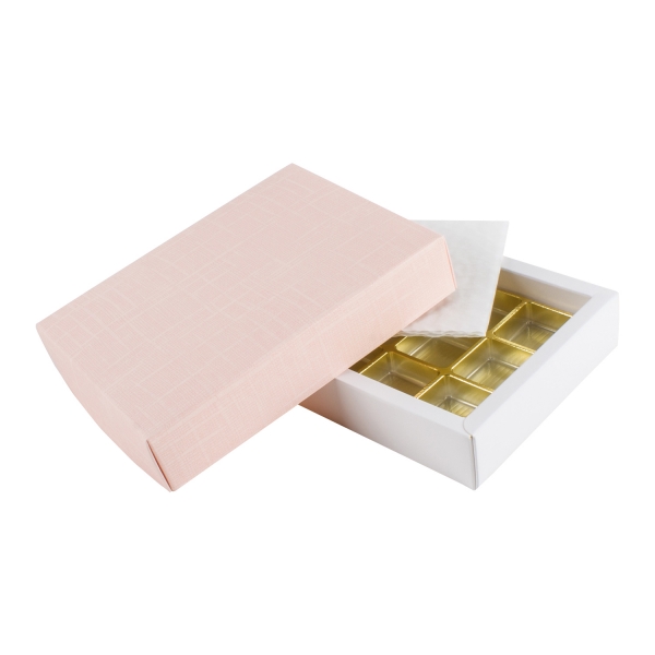 PRA 107 IDEE & WERK Geschenktüten & Verpackungen Pralinenschachtel 12er rosa strukturiert