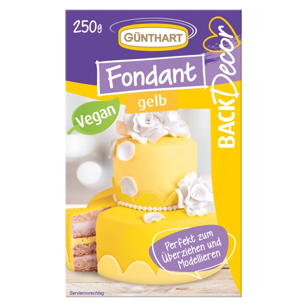 BackDecor Fondant gelb, 250 g, 100% Vegan, Palmölfrei, |Reißfest 