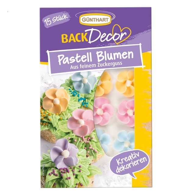BackDecor 15 Pastell Blumen aus Zucker 