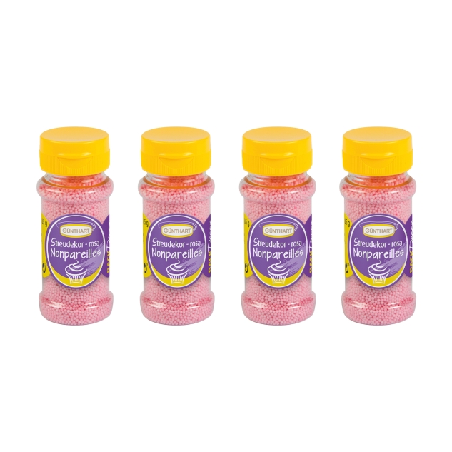 BackDecor Streudekor Nonpareilles rosa, Set mit 4 Stück (4x85g) 