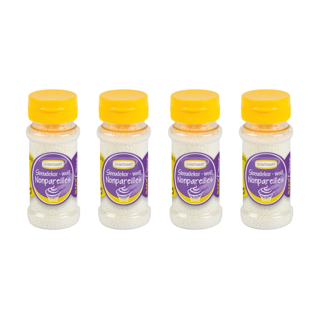 BackDecor Streudekor Nonpareilles weiß, Set mit 4 Stück (4x85g) 