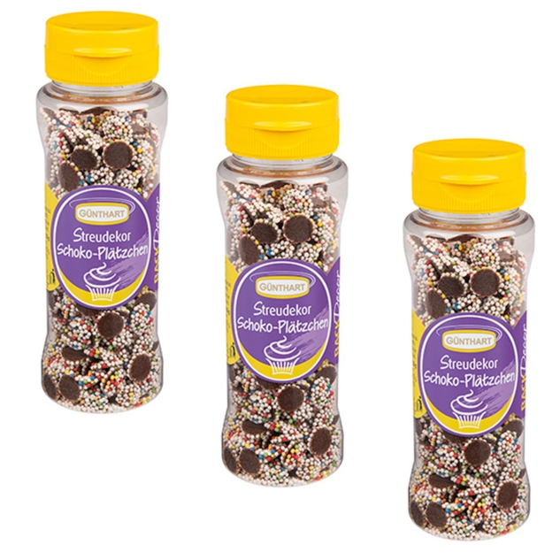 3 x Streudekor Schokoplätzchen bunt, 95g 