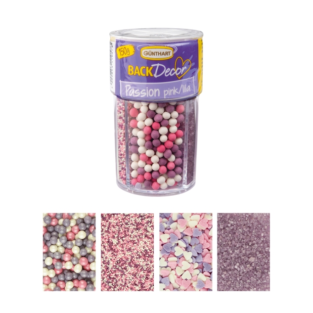 Streusel Passion Mix, Zuckerstreusel, Streusel Tortendeko, Bunte Streusel, Zuckerperlen, Zuckerdekor, 8er Set (150 gr.) 