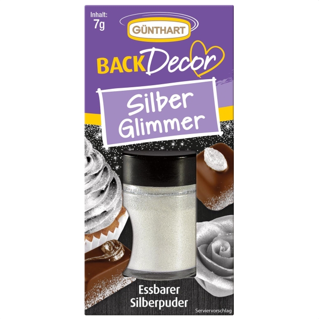 BackDecor Lebensmittelfarbpuder silber, neutraler Geschmack, 7 gr 
