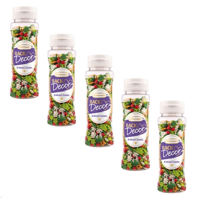 BackDecor 5 Stück Premium Streuselmix X-Mas Classic 